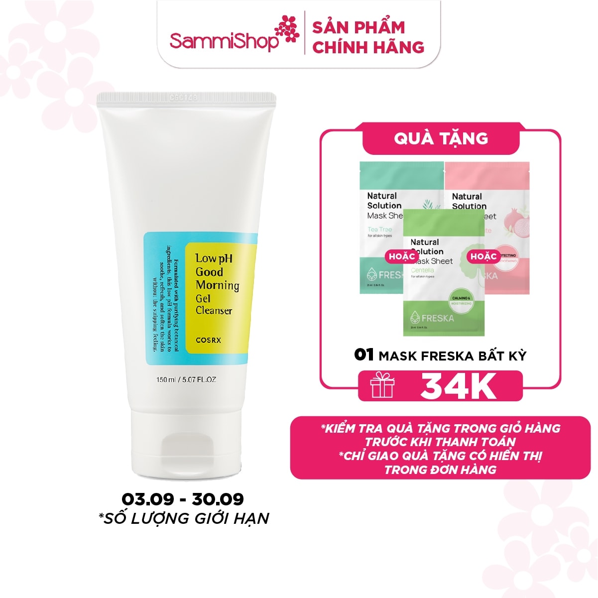 COSRX sữa rửa mặt Low pH Good Morning Gel Cleanser 150ml