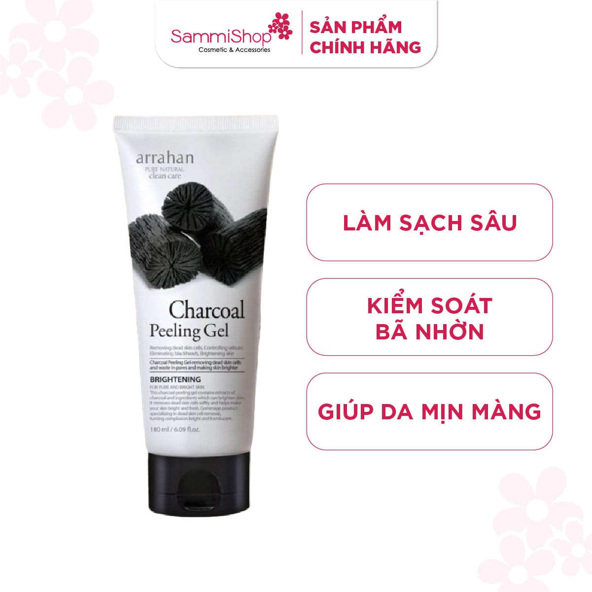 Arrahan Tẩy tế bào da chết Charcoal White Peeling Gel 180ml 1