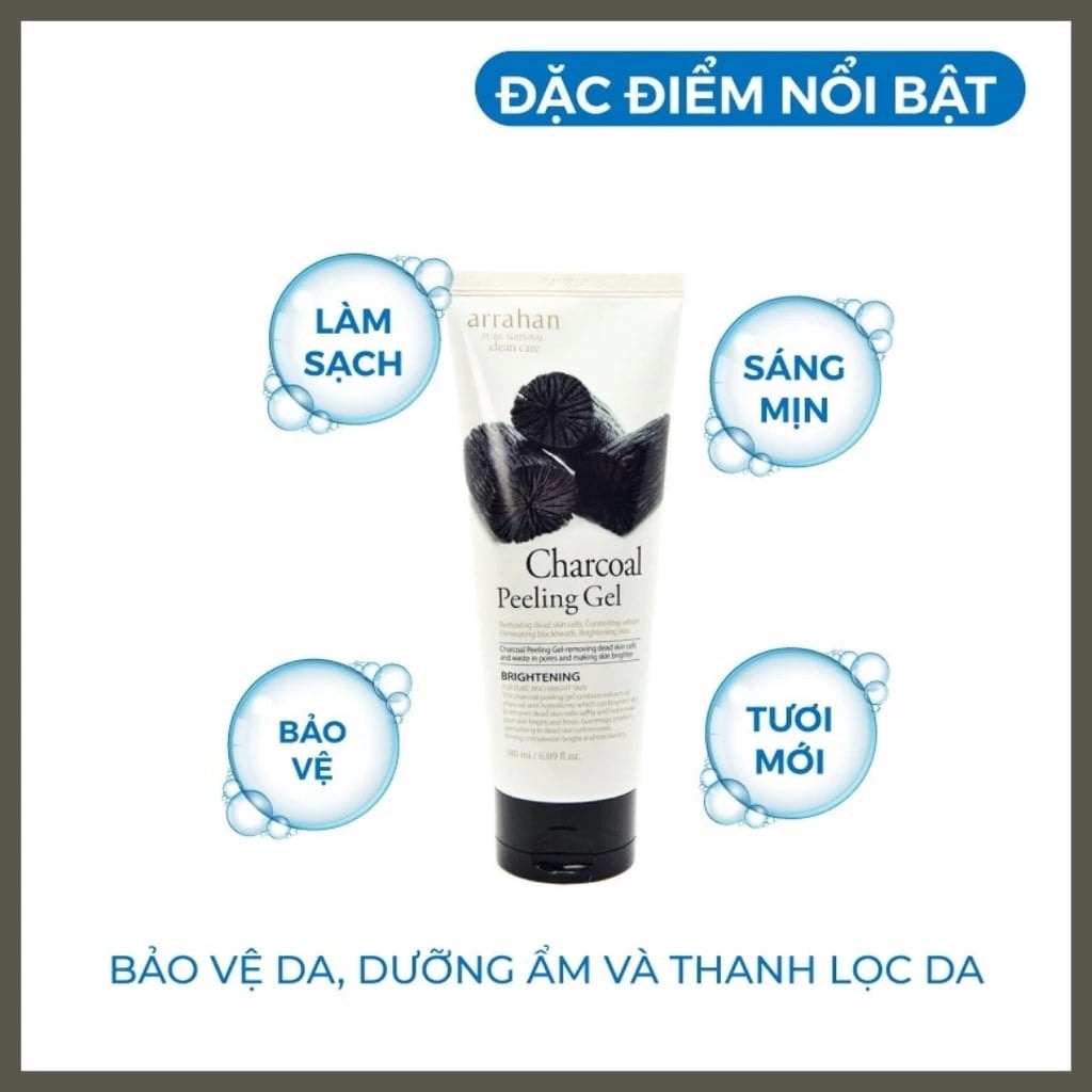 Arrahan Tẩy tế bào da chết Charcoal White Peeling Gel 180ml 4