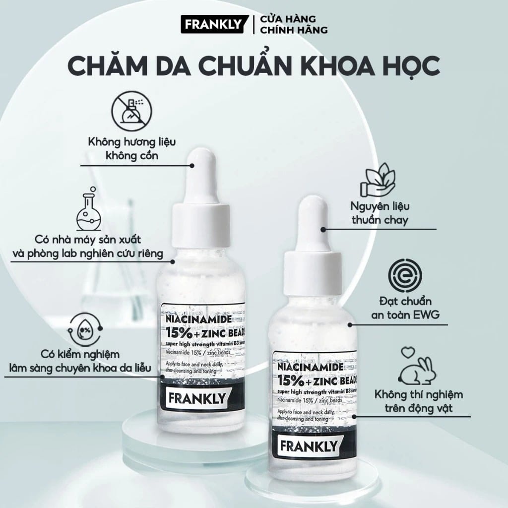 Frankly Serum kiểm soát dầu nhờn giảm mụn Niacinamide 15% Zinc Beads Serum 30ml 4
