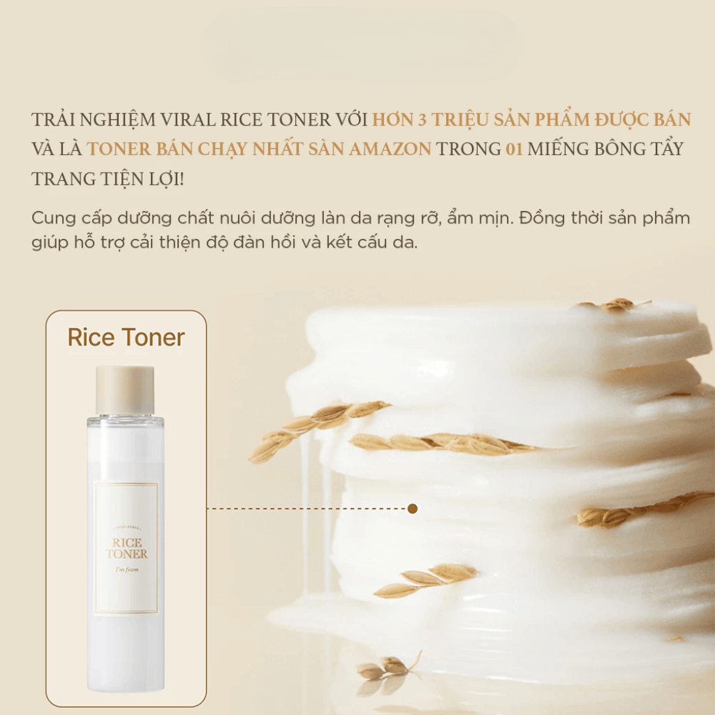 I'm From Miếng cotton thấm nước hoa hồng Rice Toner Pad 140ml 5