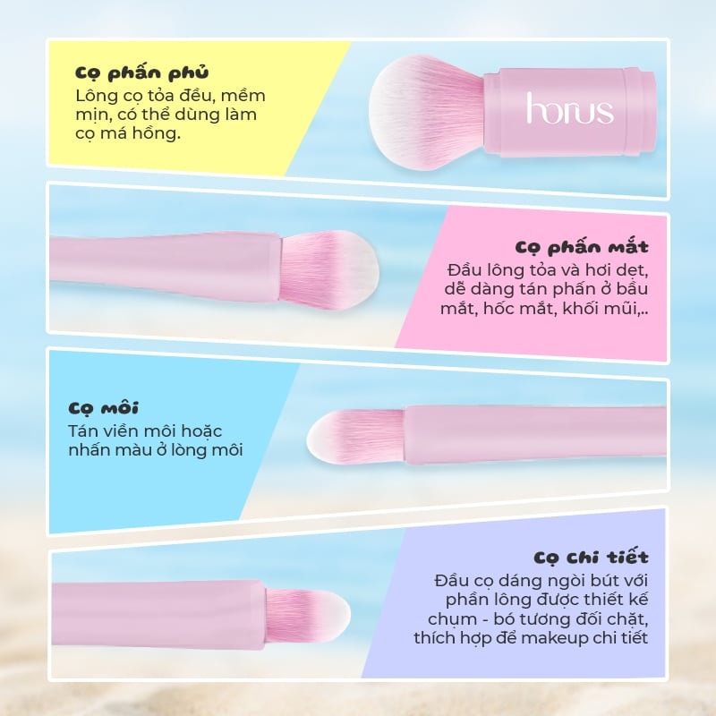 Horus Set Cọ trang điểm mini Mini Brush Set 3