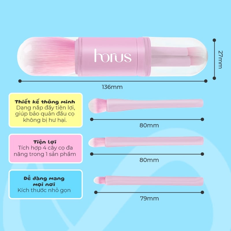 Horus Set Cọ trang điểm mini Mini Brush Set 5
