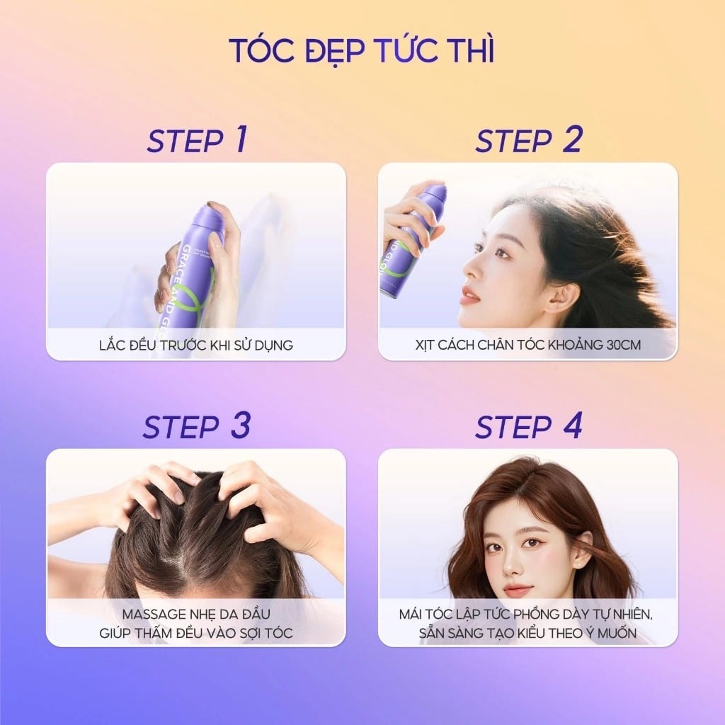 Grace and Glow dầu gội khô Dry Shampoo 150ml 6
