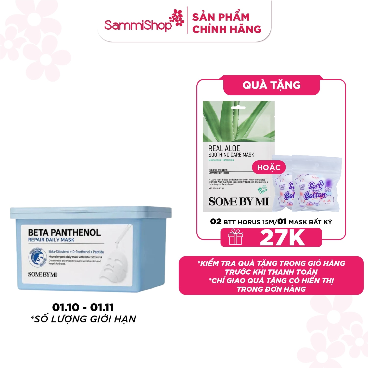 Some By Mi Hộp mặt nạ giấy Beta Panthenol Repair Daily Mask 370ml (hộp 30 miếng) 1