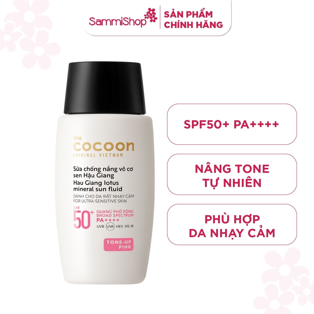 01.10 - 31.10 COMBO Cocoon Sữa chống nắng vô cơ Sen Hậu Giang lotus mineral sun fluid  - Tone Up Pink 50ml + Nước tẩy trang Cocoon bí đao Winter melon micellar water 500ml 2