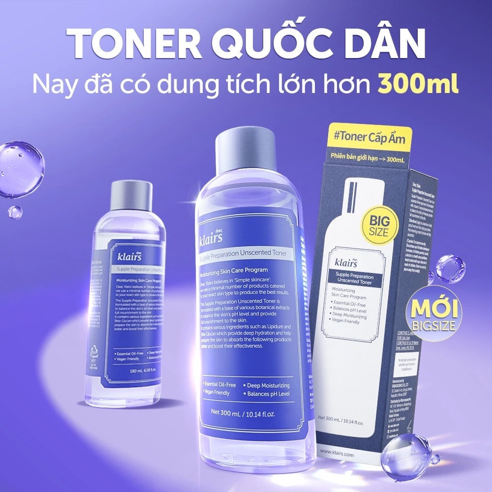 Dear, Klairs nước hoa hồng Supple Preparation Unscented Toner 4