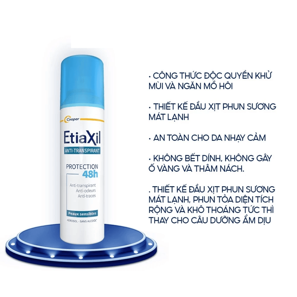 Etiaxil Xịt khử mùi Anti - Transpirant Protection 48h Peaux Sensibles Aérosol - Sans Alcool 150ml thumb 1