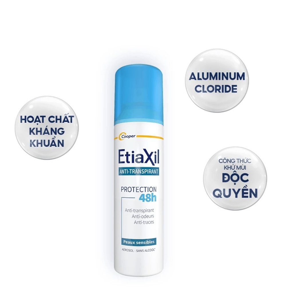 Etiaxil Xịt khử mùi Anti - Transpirant Protection 48h Peaux Sensibles Aérosol - Sans Alcool 150ml 2