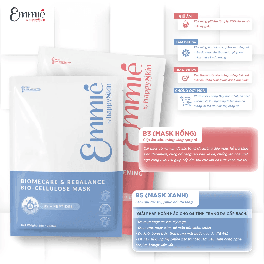 Emmie by Happyskin Mặt Nạ Bio-Cellulose Mask 25g thumb 6