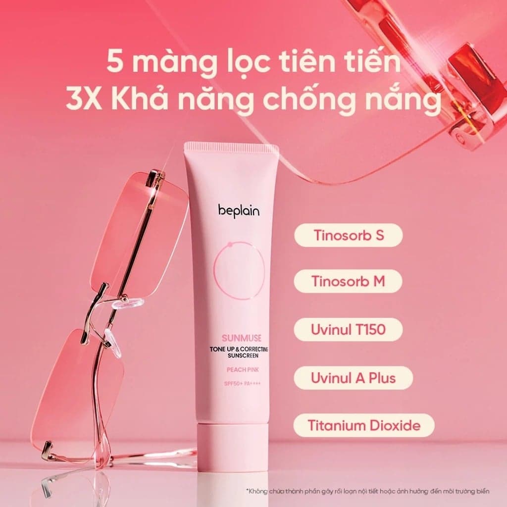 Beplain Kem chống nắng Sunmuse Tone Up & Correcting Sunscreen Peach Pink SPF50+ PA++++ 50ml thumb 7