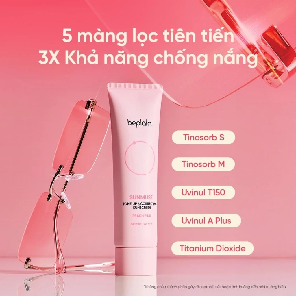 Beplain Kem chống nắng Sunmuse Tone Up & Correcting Sunscreen Peach Pink SPF50+ PA++++ 50ml 7