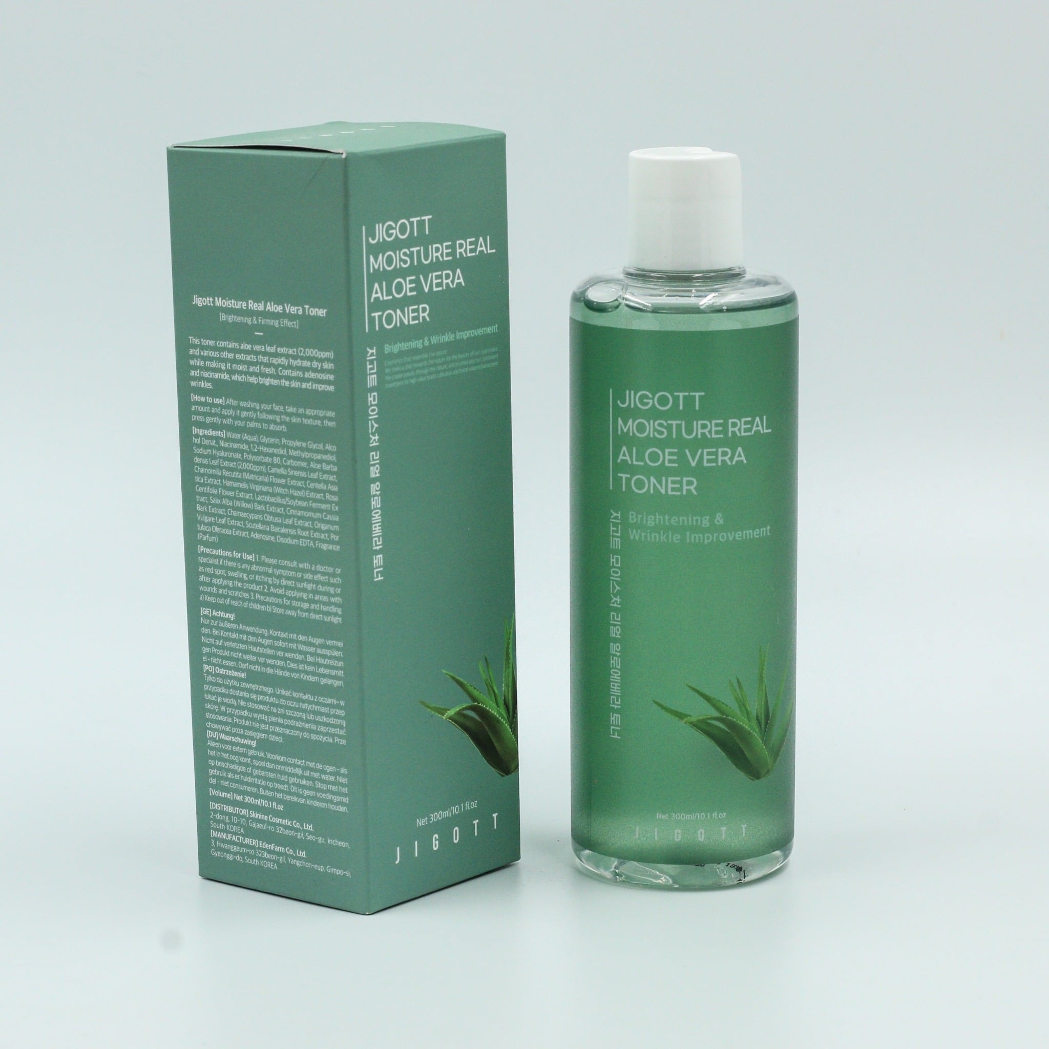 Jigott Nước hoa hồng Moisture Real Aloe Vera Toner 300ml 2