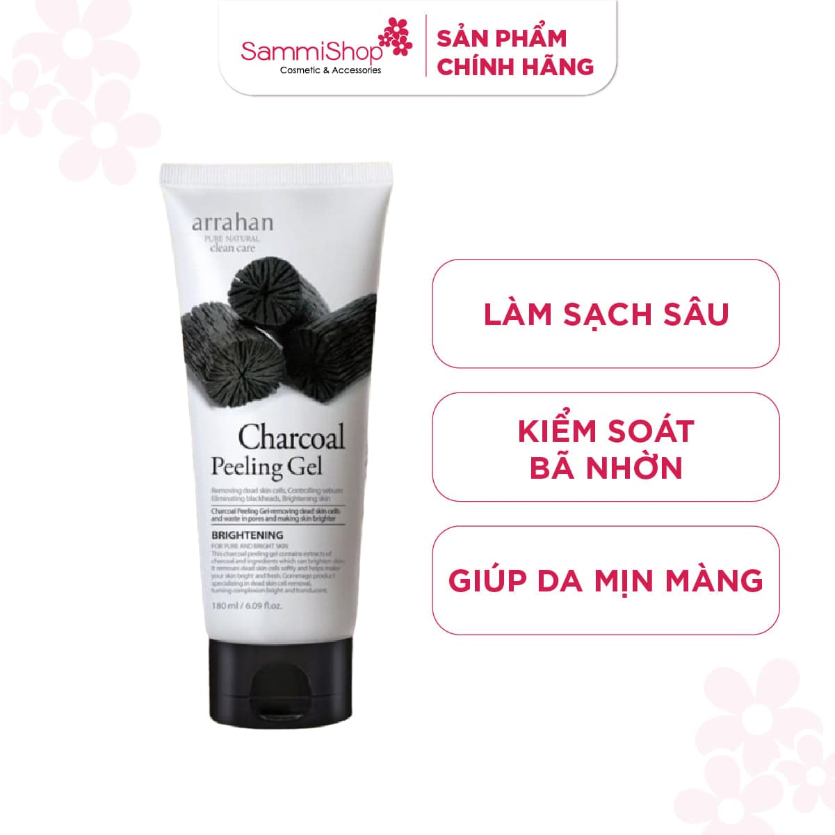 Arrahan Tẩy tế bào da chết Charcoal White Peeling Gel 180ml thumb 1
