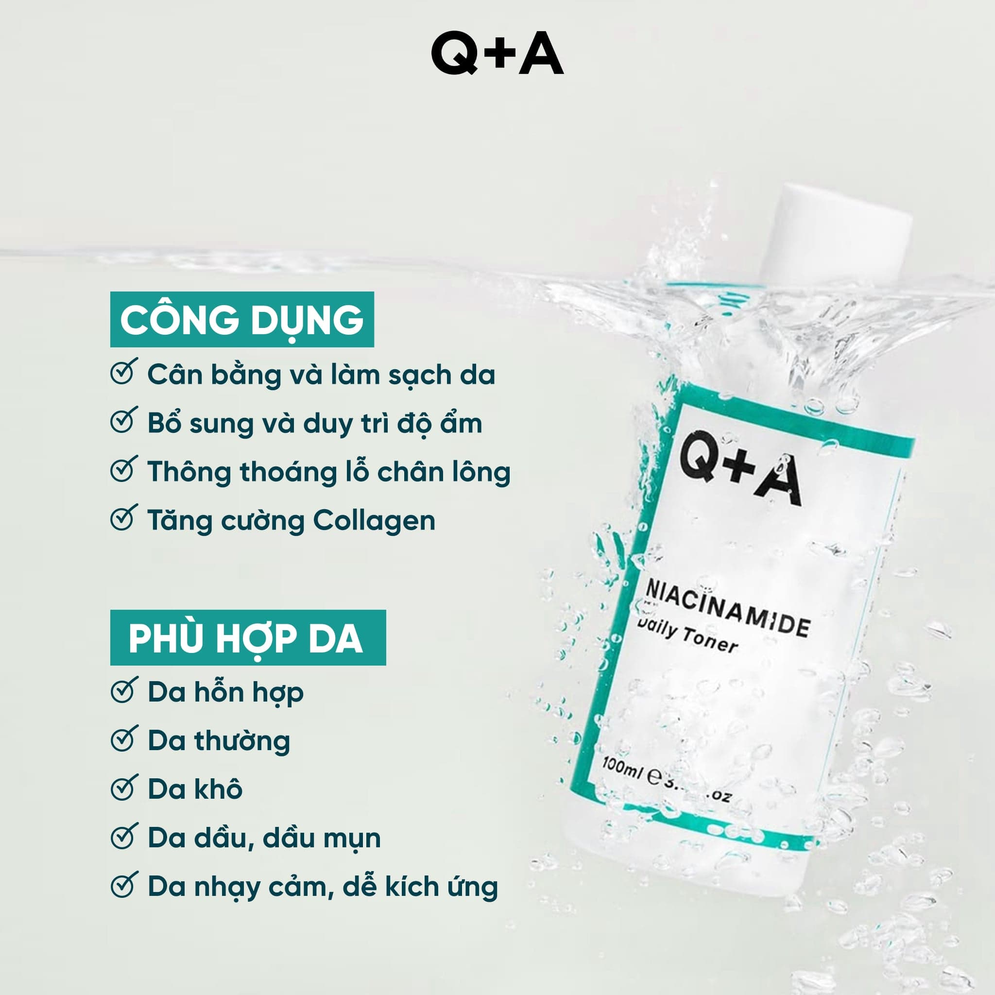 Q+A Nước hoa hồng Niacinamide Daily Toner 100ml thumb 6