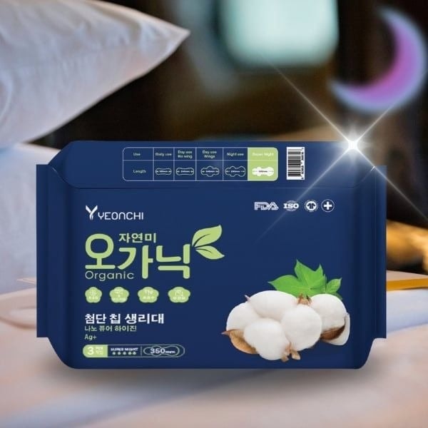 Yeonchi Băng vệ sinh siêu ban đêm Organic 3 miếng 1