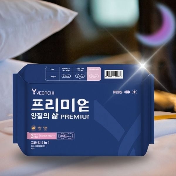 Yeonchi Băng vệ sinh siêu ban đêm Premium 3 miếng có cánh 35cm 1
