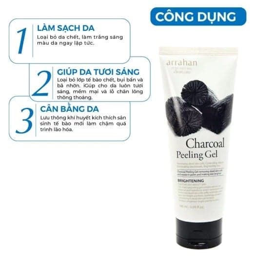 Arrahan Tẩy tế bào da chết Charcoal White Peeling Gel 180ml thumb 3