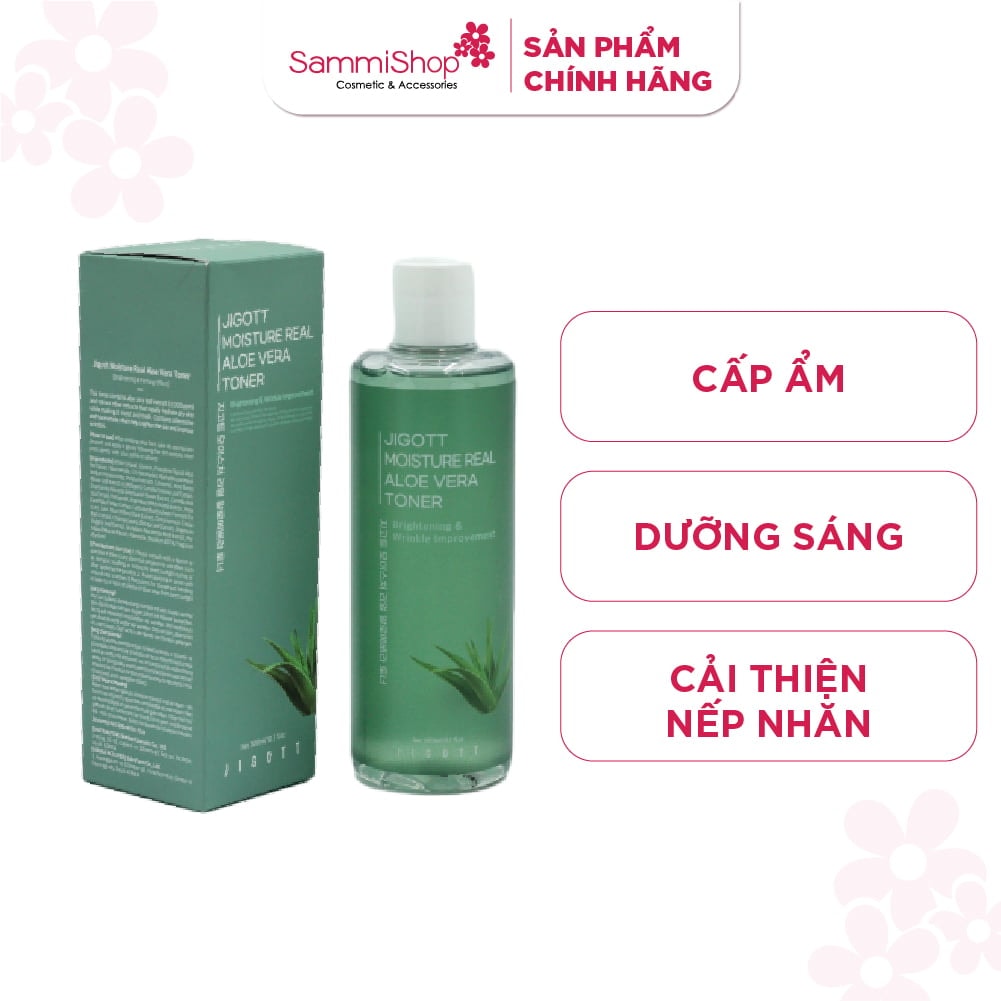 Jigott Nước hoa hồng Moisture Real Aloe Vera Toner 300ml 1
