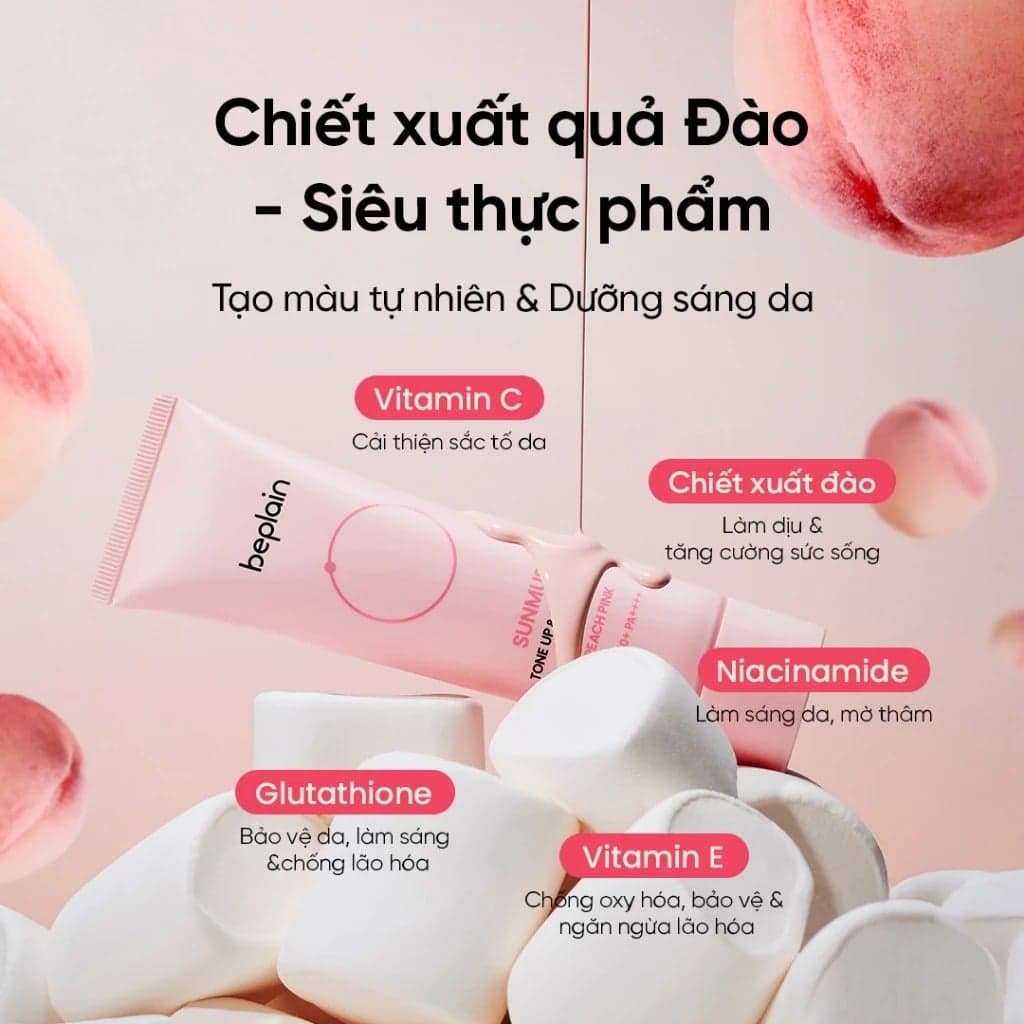Beplain Kem chống nắng Sunmuse Tone Up & Correcting Sunscreen Peach Pink SPF50+ PA++++ 50ml thumb 6