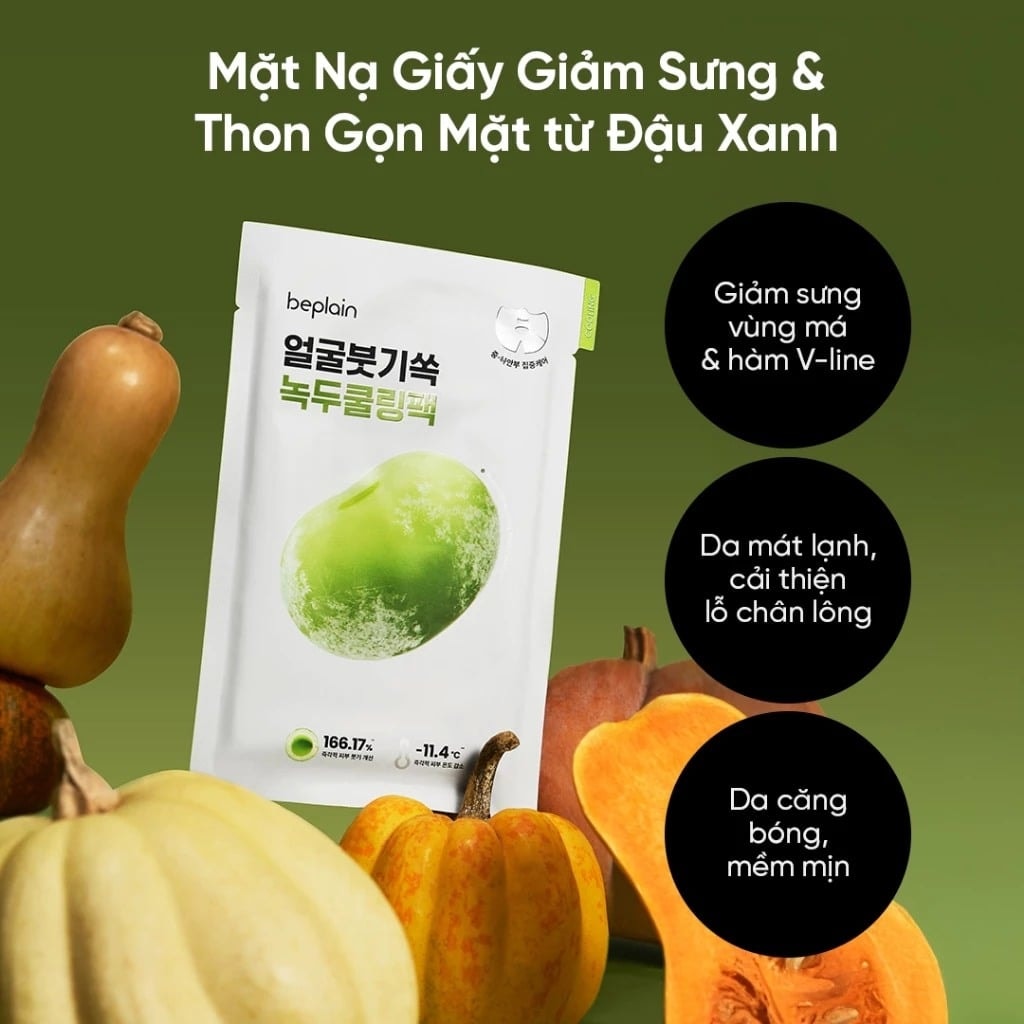 Beplain Mặt nạ Mung Bean Cooling & Slim Face Mask 20ml 7
