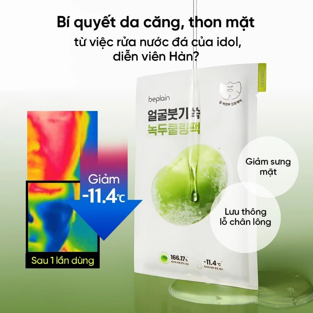 Beplain Mặt nạ Mung Bean Cooling & Slim Face Mask 20ml 6