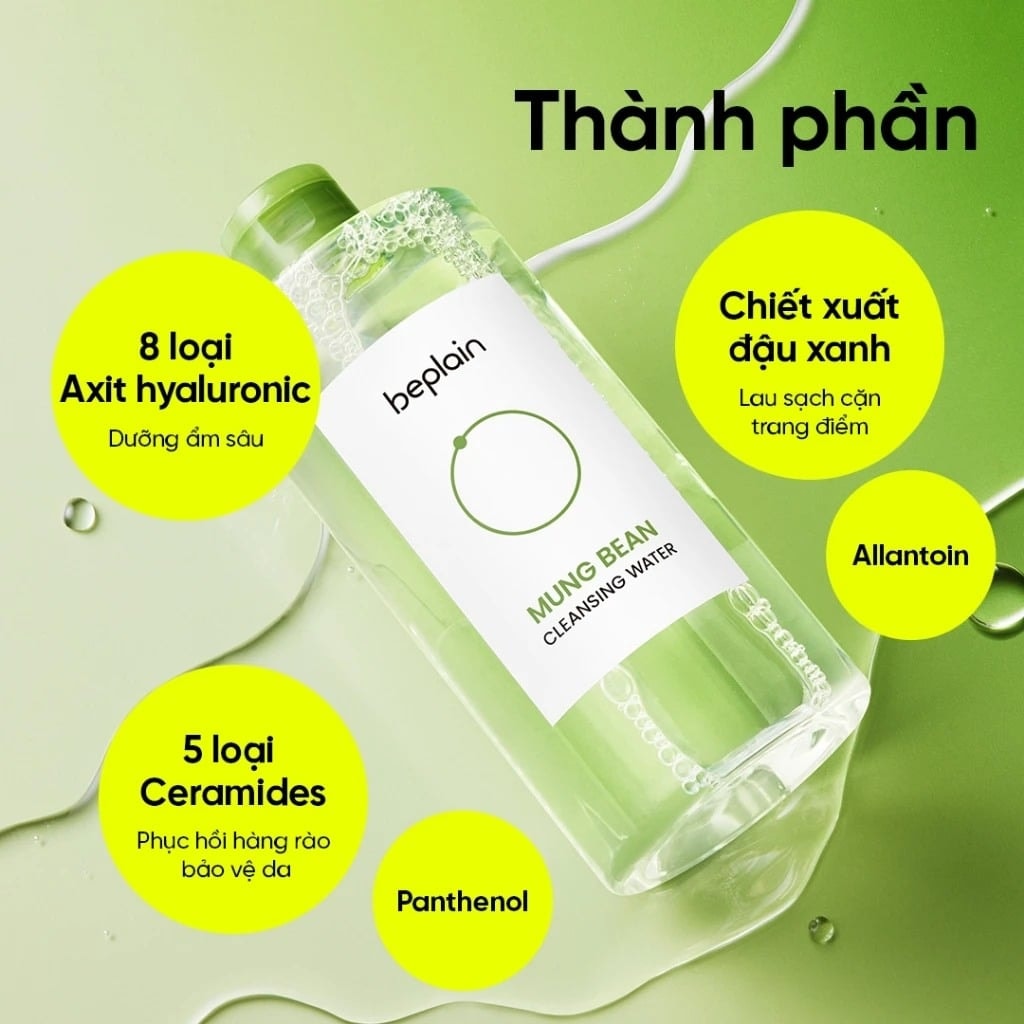 Beplain Nước tẩy trang Mung Bean Cleansing Water 400ml 6
