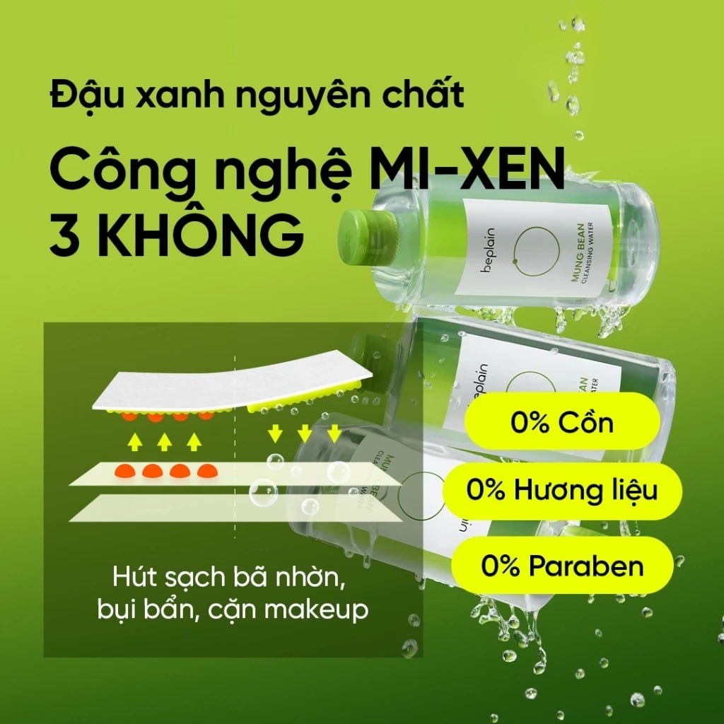 Beplain Nước tẩy trang Mung Bean Cleansing Water 400ml 5