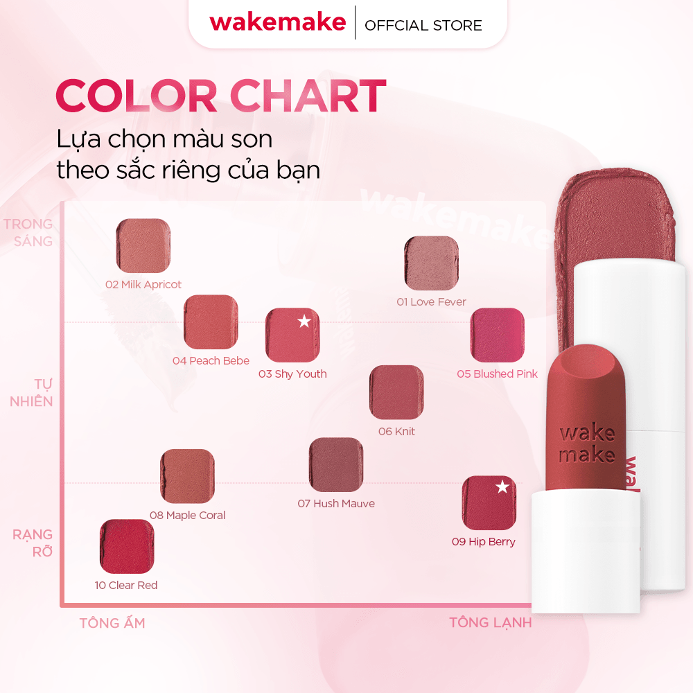 Wakemake Son môi Soft Blurring Balm Stick 3.5g 4
