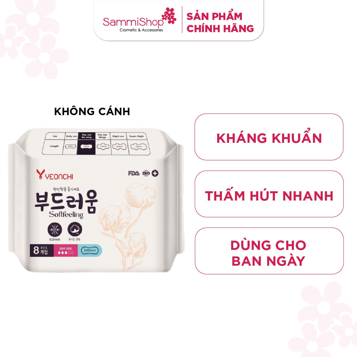 Yeonchi Băng vệ sinh ban ngày Softfeeling 8 miếng 2