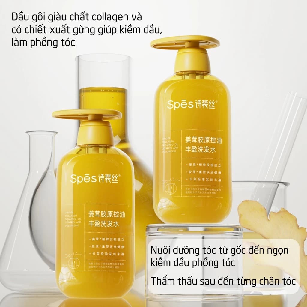 Spes Dầu gội Ginger Collagen Shampoo Oil Control And Volumizing 500ml thumb 1