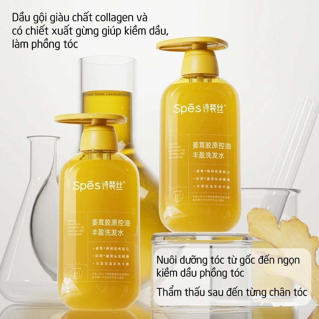Spes Dầu gội Ginger Collagen Shampoo Oil Control And Volumizing 500ml 1