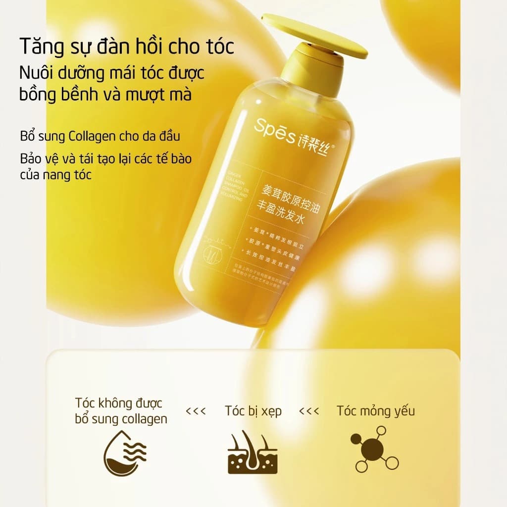 Spes Dầu gội Ginger Collagen Shampoo Oil Control And Volumizing 500ml thumb 2