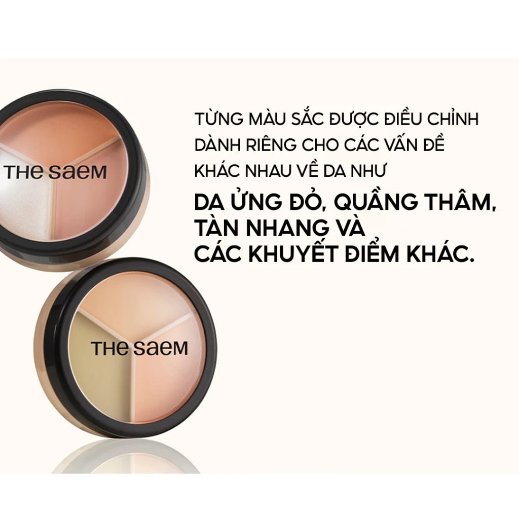 The Saem Kem che khuyết điểm triệt sắc Cover Perfection Triple Pot Concealer 4.5g*3 8