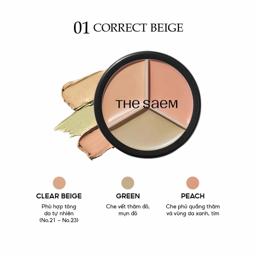 The Saem Kem che khuyết điểm triệt sắc Cover Perfection Triple Pot Concealer 4.5g*3 thumb 9