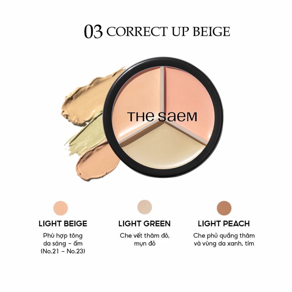 The Saem Kem che khuyết điểm triệt sắc Cover Perfection Triple Pot Concealer 4.5g*3 thumb 11