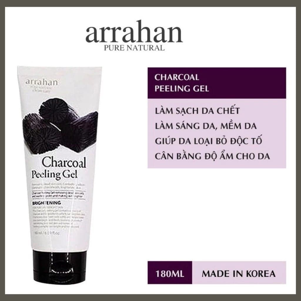 Arrahan Tẩy tế bào da chết Charcoal White Peeling Gel 180ml thumb 2