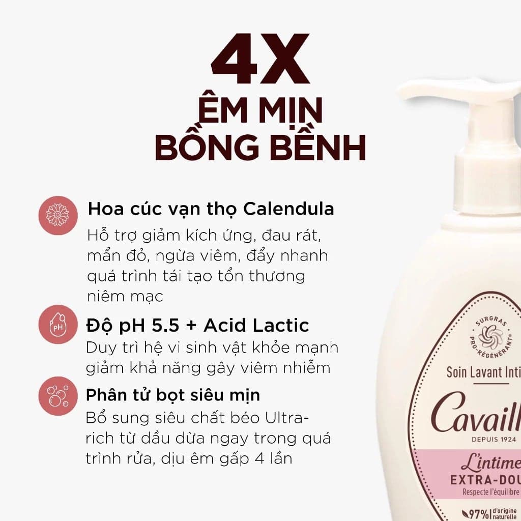 Cavailles Dung dịch vệ sinh phụ nữ L'intime Extra - Doux 250ml thumb 3