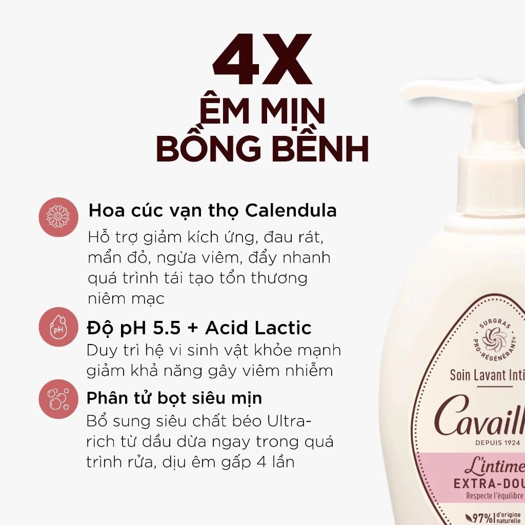 Cavailles Dung dịch vệ sinh phụ nữ L'intime Extra - Doux 250ml 3