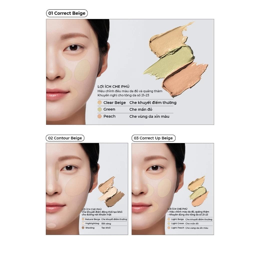 The Saem Kem che khuyết điểm triệt sắc Cover Perfection Triple Pot Concealer 4.5g*3 thumb 6