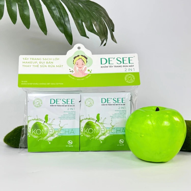 De See Khăn tẩy trang rửa mặt 2in1 10 gói 2