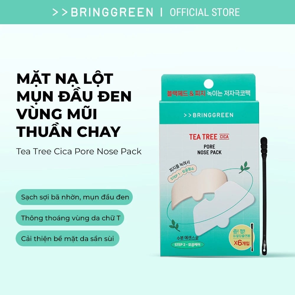 Bring Green Bộ sản phẩm mặt nạ mũi Tea Tree Cica Pore Nose Pack 3