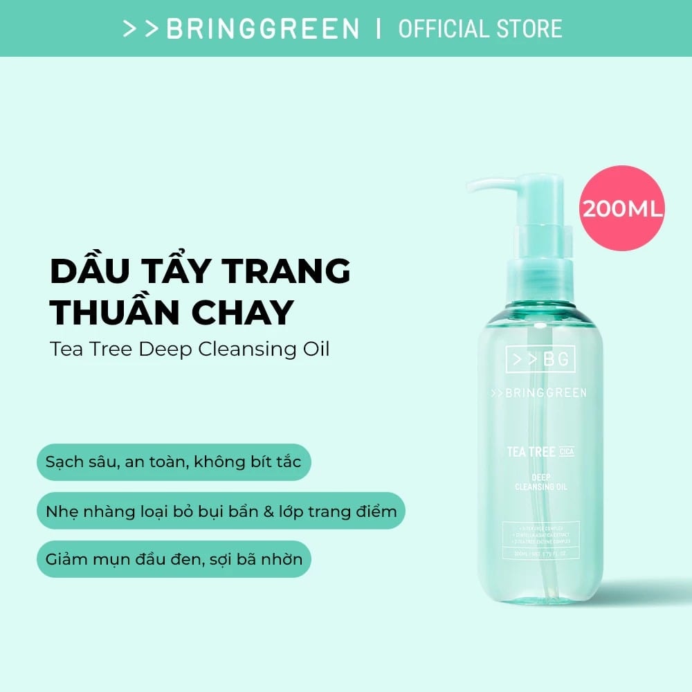 Bring Green Dầu tẩy trang Tea Tree Cica Deep Cleansing Oil 200ml 3