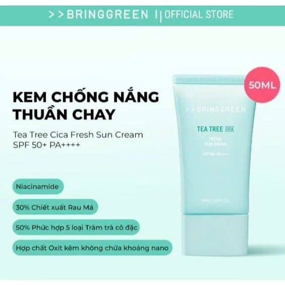 Bring Green Kem chống nắng Tea Tree Cica Fresh Sun Cream SPF50+ PA++++ 50ml thumb 2