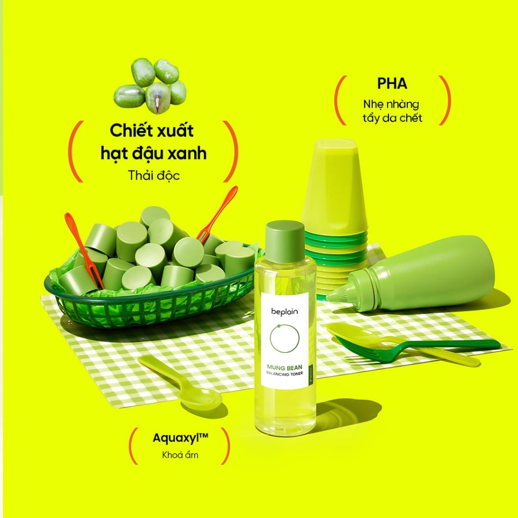 Beplain Nước hoa hồng Mung Bean Balancing Toner 200ml 6