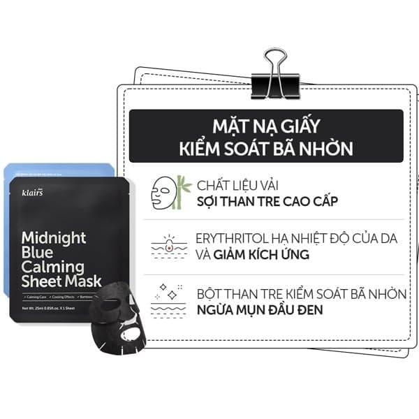 Dear, Klairs Mặt nạ giấy Midnight Blue Calming Sheet Mask 25ml thumb 2