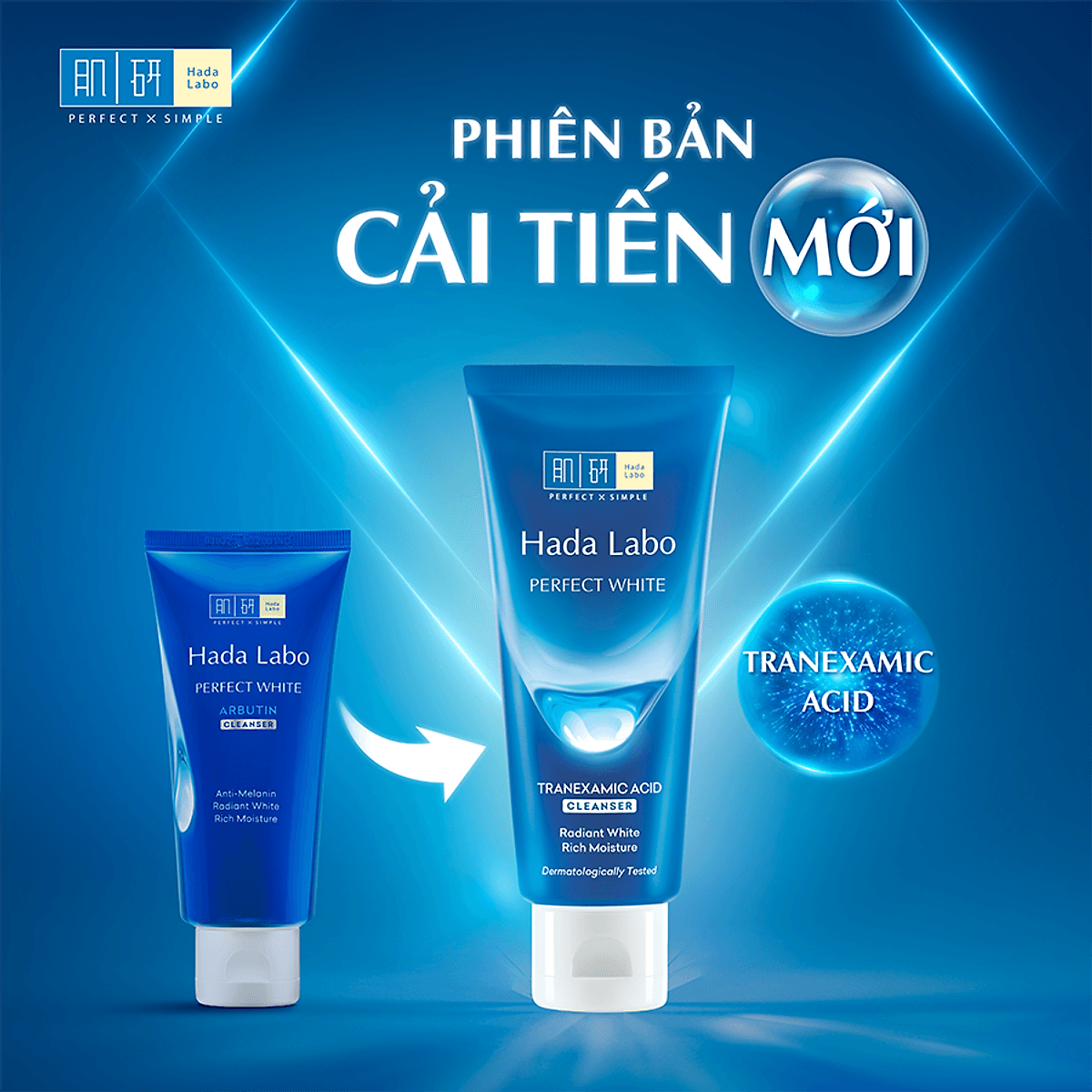 HadaLabo Kem rửa mặt Perfect White Tranexamic Acid Cleanser 80g 2