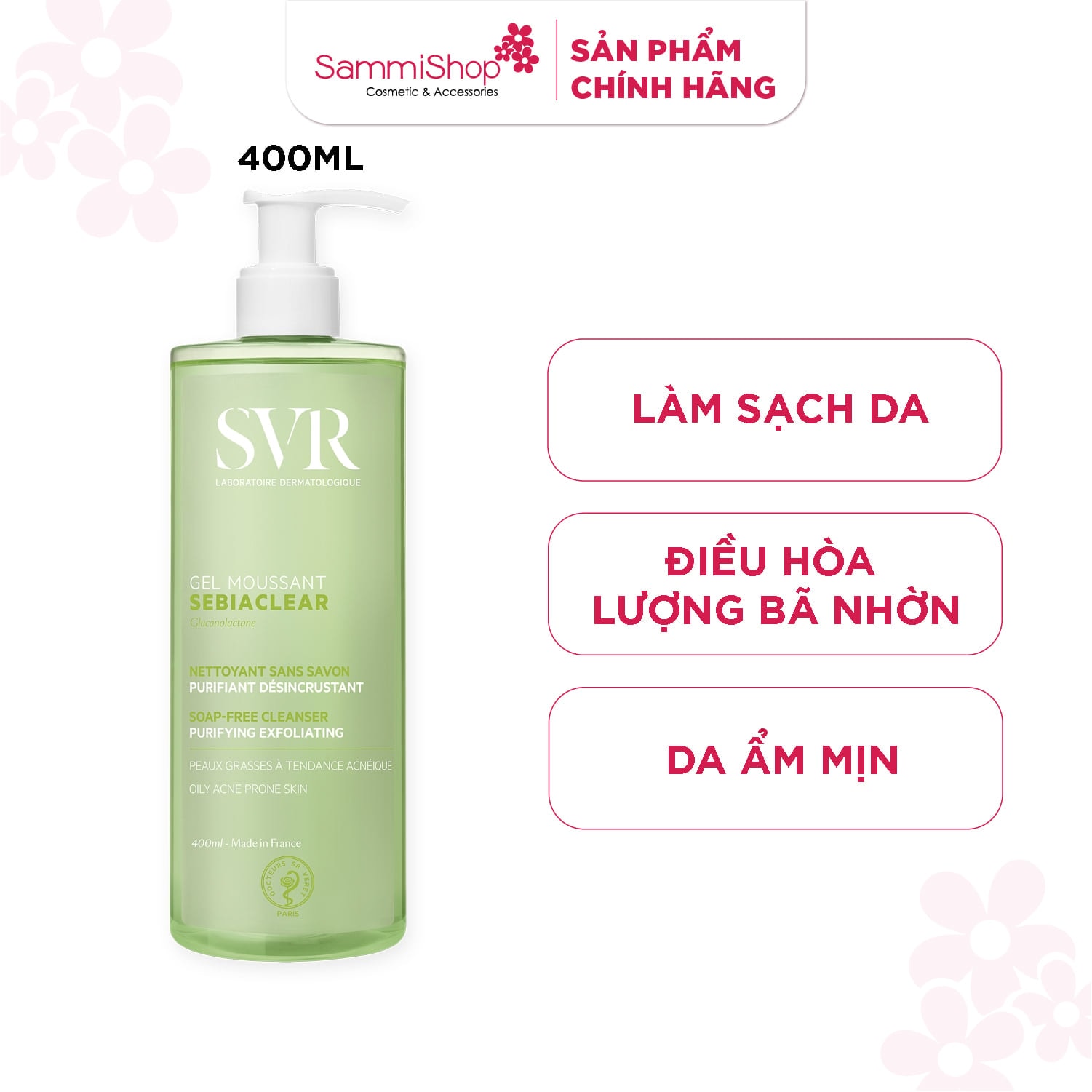 SVR Gel rửa mặt Sebiaclear Gel Moussant 2