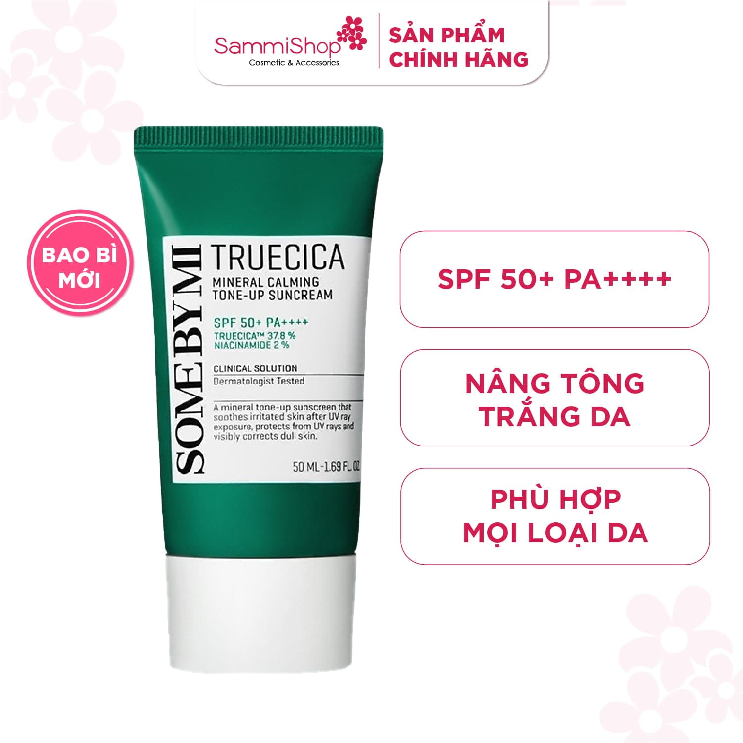 Some By Mi Kem chống nắng Truecica Mineral Calming Tone-up Suncream 50ml thumb 2