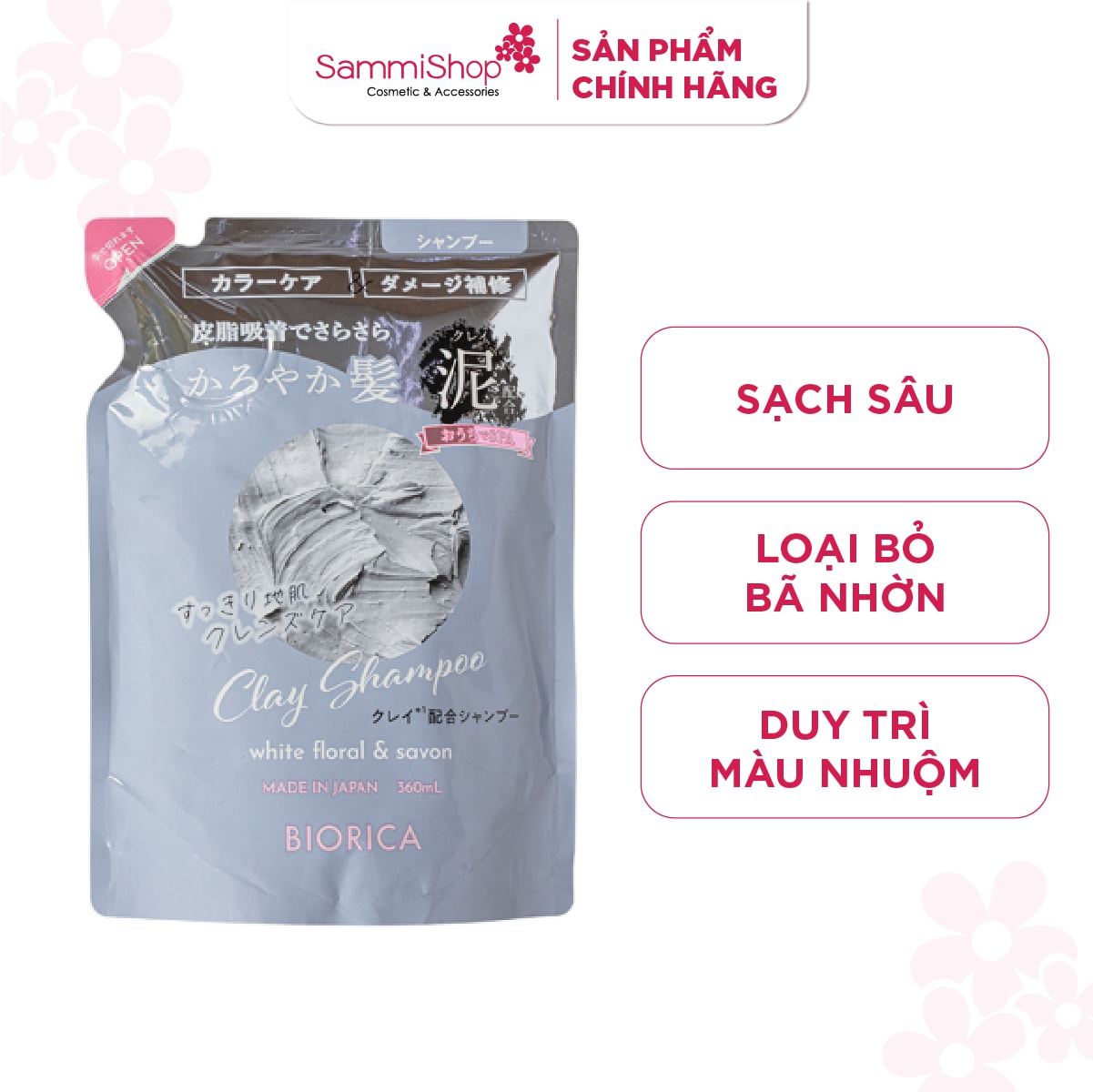 Biorica Dầu gội đất sét Clay Shampoo dạng túi 360ml 1
